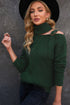 Strapped Cut Out Shoulder Turtleneck Sweater